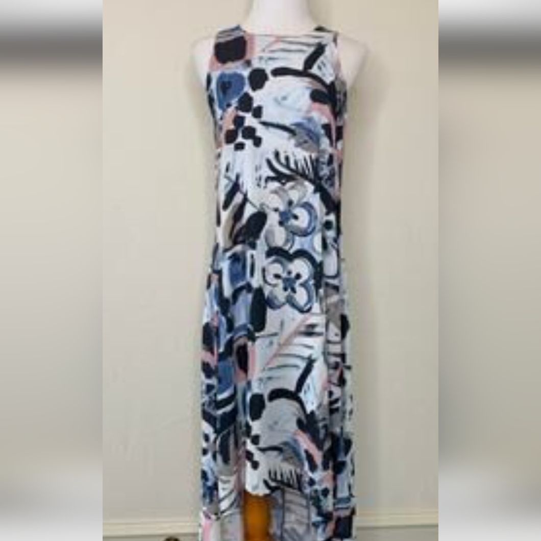 Karen Kane Blue Hi-Lo V-Neck Sundress Sz.S Pit To Pit 17".New No Tag.